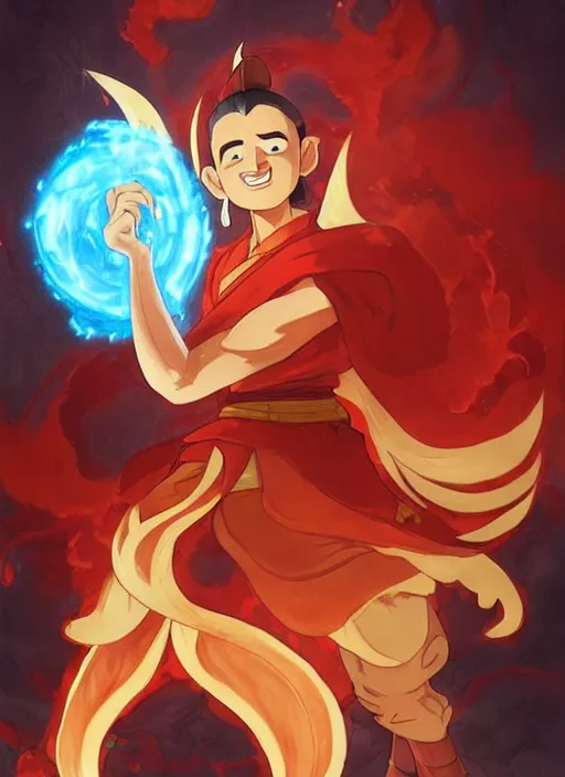 Image similar to the emperor of the fire nation, fire lord ozai, in the style of pixar's moana, anime girl, takeshi obata, art by artgerm and greg rutkowski and alphonse mucha, art by loish, wlop