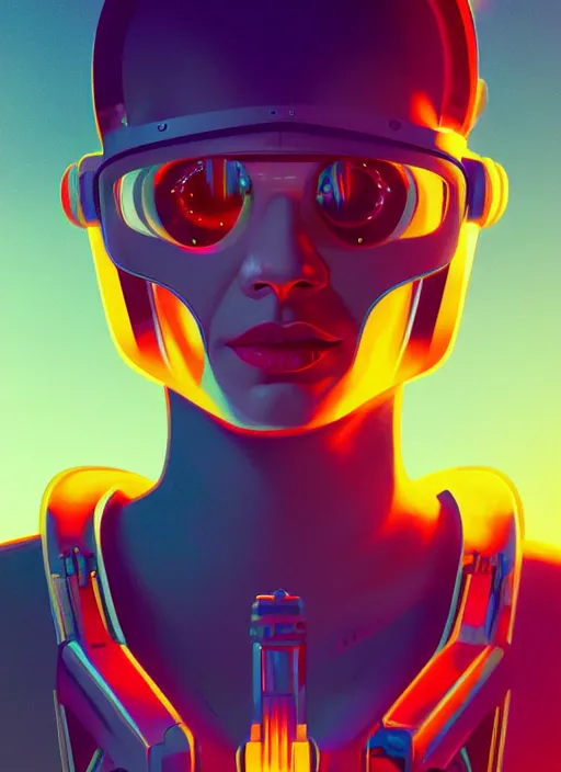 Prompt: retrofuturistic portrait of a cyborg woman, reflective gradient, space graphics art in background, close up, quint buchholz, wlop, dan mumford, artgerm, liam brazier, peter mohrbacher, raw, featured on artstation, octane render, cinematic, elegant, intricate, 8 k