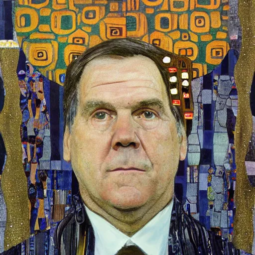 Image similar to Bill Belichick in the style of Gustav Klimt