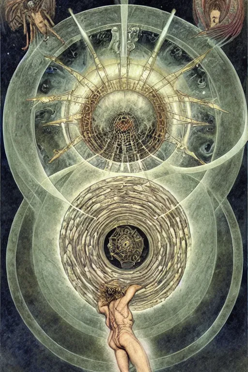 Image similar to a spiral occult diagram of winning by wayne barlowe, gustav moreau, goward,  Gaston Bussiere and roberto ferri, santiago caruso, and austin osman spare