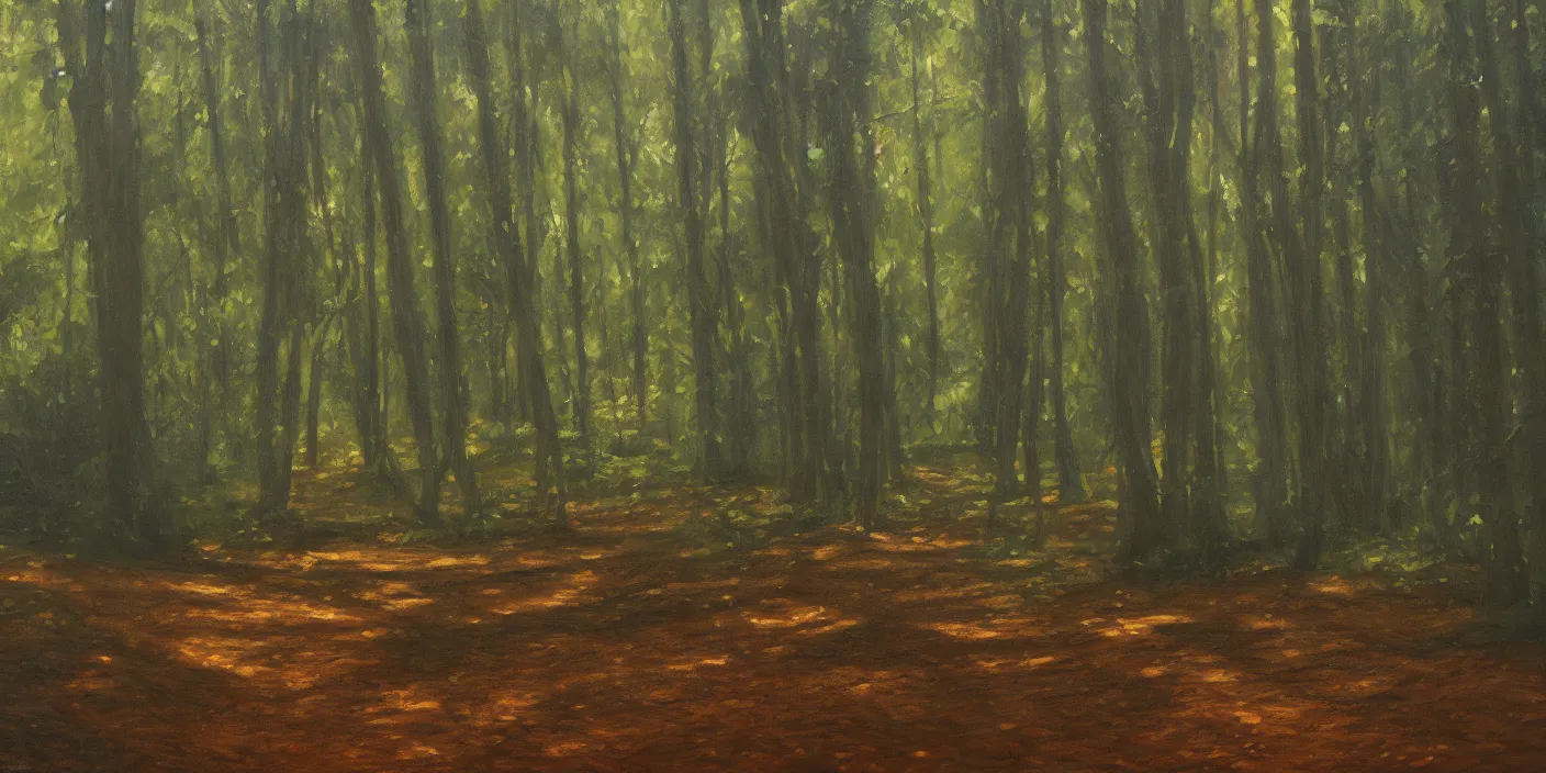 Image similar to woods, cinematic lighting, detailed oil painting, hyperrealistic, 8k