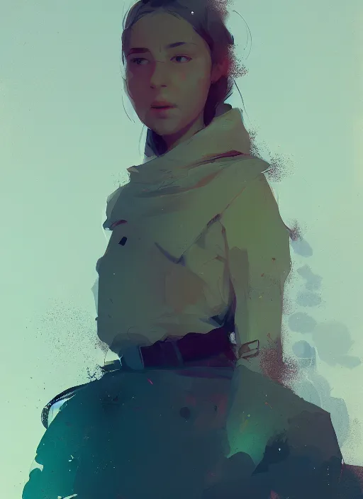 Image similar to portrait of a pretty young lady, forward facing by ismail inceoglu