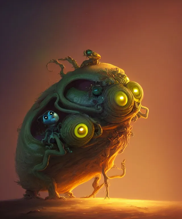 Prompt: a tiny critter with enormous eyes made of bioluminescence, fantasy, elegant, crisp 8 k line work, emissive lighting, digital painting, artstation, unreal engine, octane render, concept art, matte, sharp focus, illustration, art by rodney matthews