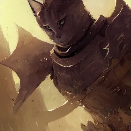 Image similar to cat as a fantasy knight by greg rutkowski