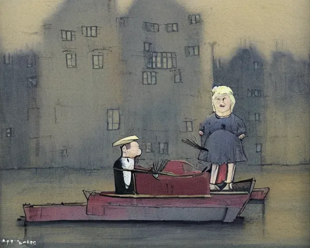 Image similar to a painting by sam toft and guy billout