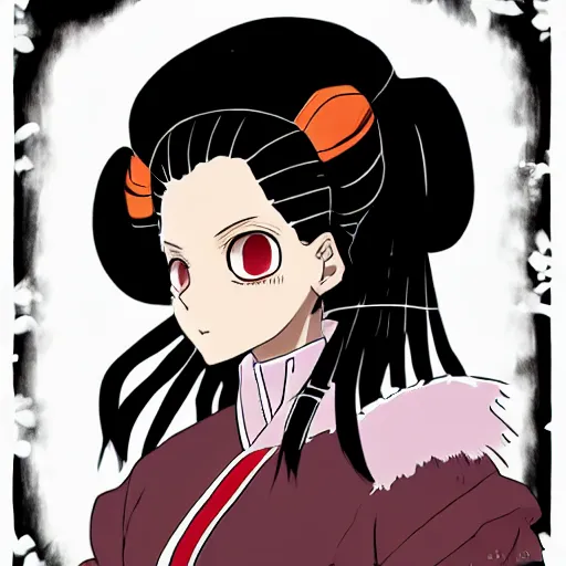 Prompt: portrait of Nezuko from Demon Slayer