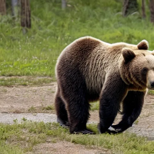 Image similar to a bear entering in picnic are, people are panicking and running