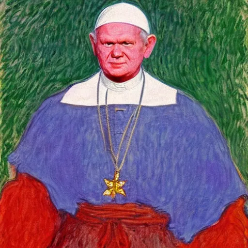 Image similar to portrait of john paul ii wearing piccolo's turban from dragon ball z by claude monet