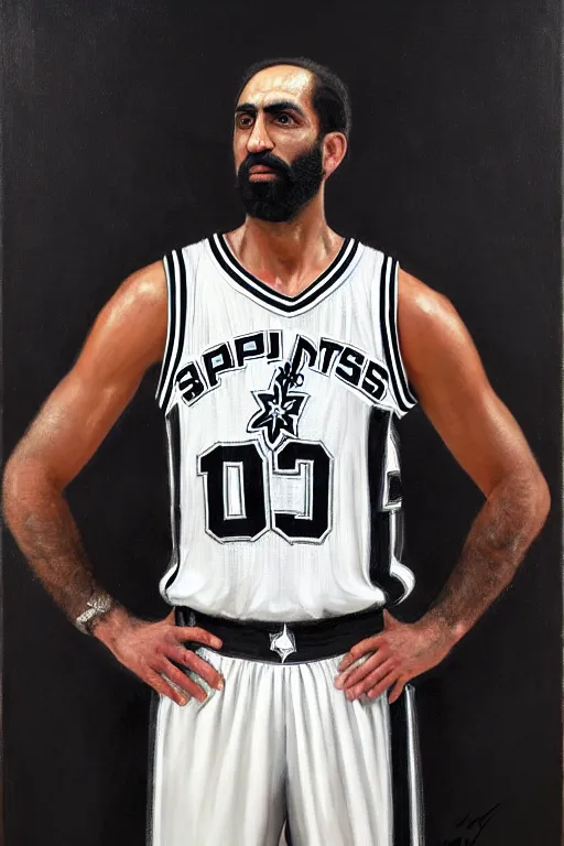 Prompt: full body portrait of the dictator of the san antonio spurs, 1 8 8 9, in full silver and black military garb, oil on canvas by william sidney mount, trending on artstation