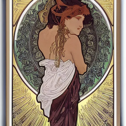 Prompt: death, painted by alphonse mucha