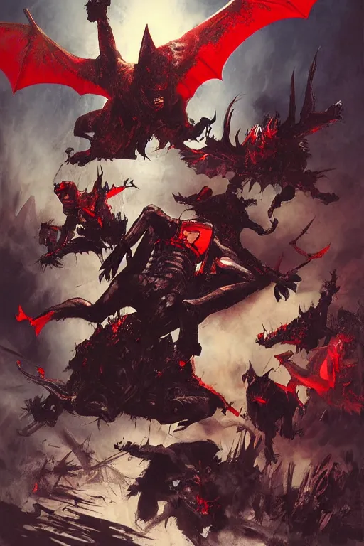 Prompt: bat out of hell by feng zhu