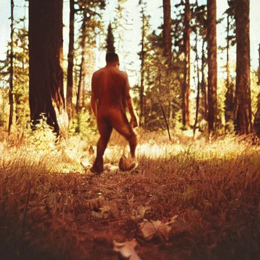 Prompt: bigfoot accidentally photographed, accidental photo portra 8 0 0 in the 9 0 s