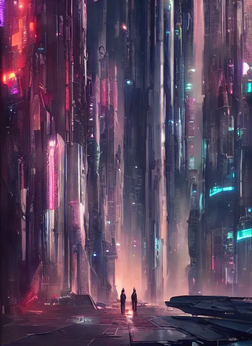 Image similar to a couple of people standing next to each other, cyberpunk art by Stephan Martinière, cgsociety, retro futurism, dystopian art, official art, futuristic