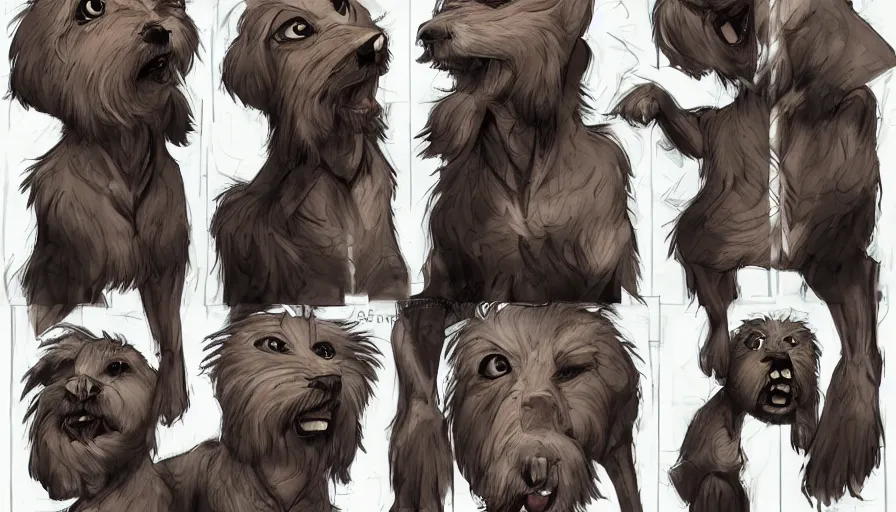 Image similar to TFTG art of a man turning into a dog in multiple steps, deviantart, transformation sequence, tf art, triptych