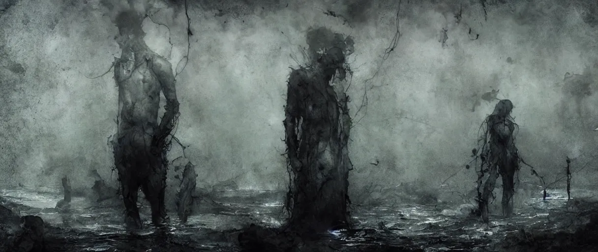 Image similar to wet collodion photography of early xx century r'lyeh sunken city by emil melmoth zdzislaw beksinki craig mullins yoji shinkawa realistic render ominous detailed photo atmospheric by jeremy mann francis bacon and agnes cecile ink drips paint smears digital glitches glitchart