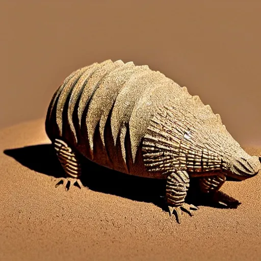 Image similar to A armadillo made of sand, highly detailed, fantasy art