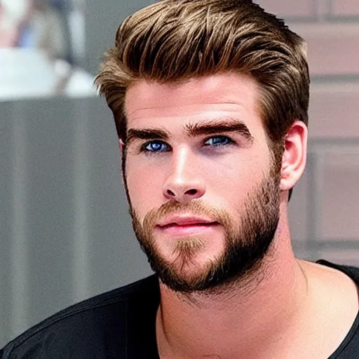 Image similar to “ a realistic detailed photo of a guy who is an attractive humanoid who is half robot and half humanoid, who is a male android, actor liam hemsworth, shiny skin, posing like a statue, blank stare, at the museum, on display ”