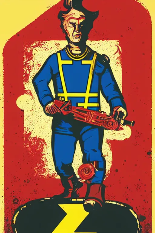 Image similar to fallout 7 6 retro futurist illustration art by butcher billy, sticker, colorful, illustration, highly detailed, simple, smooth and clean vector curves, no jagged lines, vector art, smooth andy warhol style