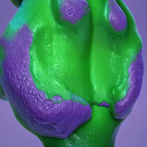 Prompt: a rendered texture map of slimy green skin with purple boils | seamless | unreal engine | octane | red shift