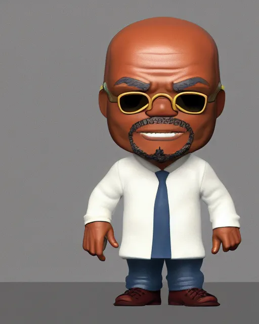 Image similar to full body 3d render of Samuel L. Jackson as a funko pop, studio lighting, white background, blender, trending on artstation, 8k, highly detailed