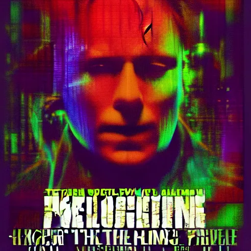 Prompt: psychoactive 🪰. Silence of the lambs movie poster. radioactive. pixel glitching. cool hack cyberpunk. 🪰🪰🪰🪰🪰. psychadelic rainbow colors. superglitch. wallhack