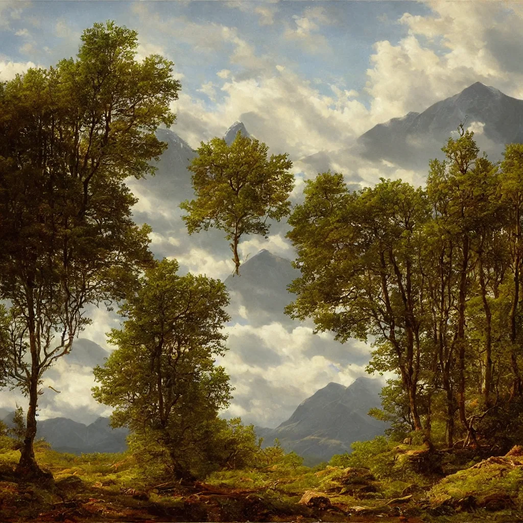 Image similar to scottish highlands, natural lighting, painting by ivan shishkin