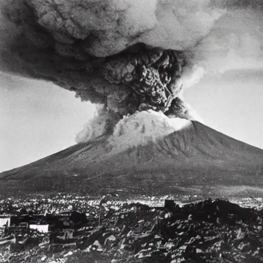 Image similar to photo of mount Vesuvius erupting in 1944, world war 2,