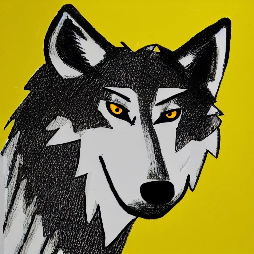 Image similar to cartoon sketch of a wolf wearing a yellow raincoat