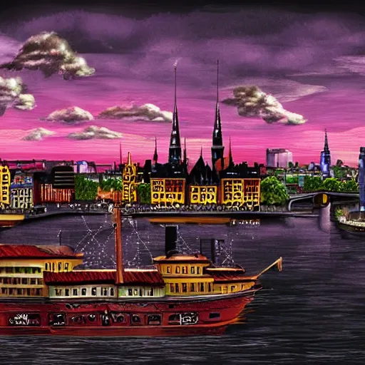 Prompt: stockholm, anime background art