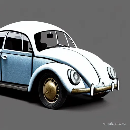 Image similar to a clay model of an old vw beetle, high quality, high resolution,very detailed and intricate, studio soft lighting, ambient occlusion