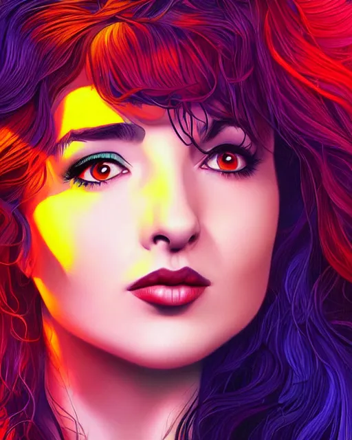 Image similar to richly detailed color illustration young kate bush illustrated by artgerm and mina petrovic and timothy kong and marina federovna. 3 d shadowing