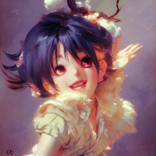 Image similar to mad cute anime girl faces, chibi art, painting gaston bussiere, craig mullins, j. c. leyendecker