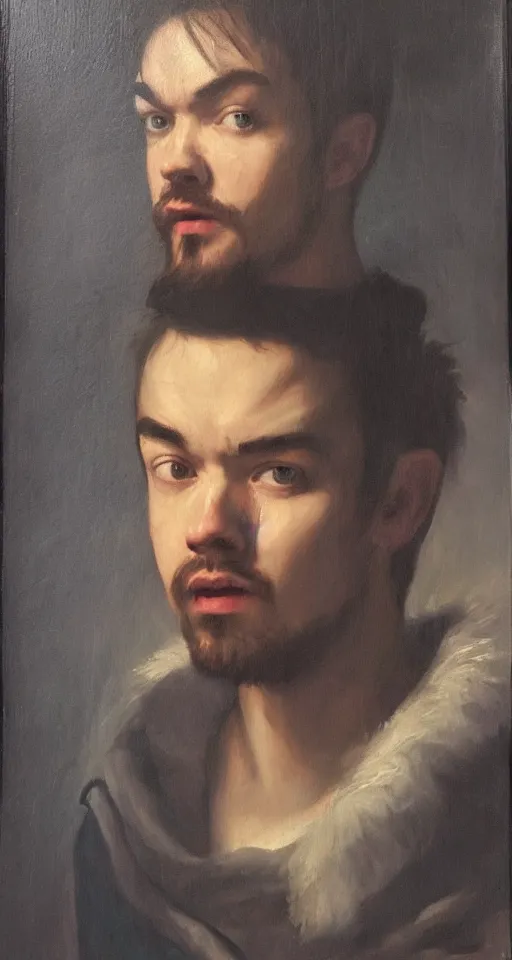 Image similar to jacksepticeye renaissance portrait painting, chiaroscuro, oil paints on canvas