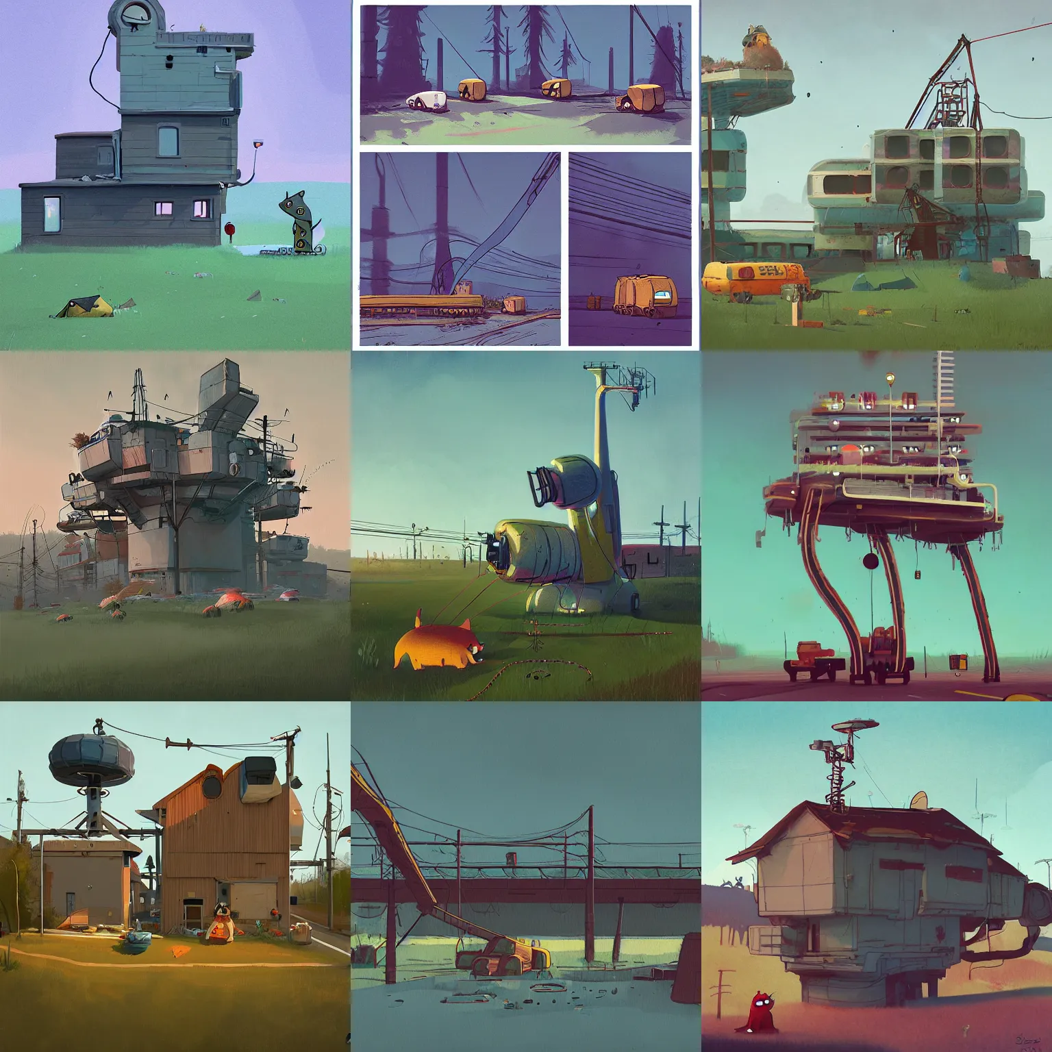 Prompt: stalenhag by simon cat cute