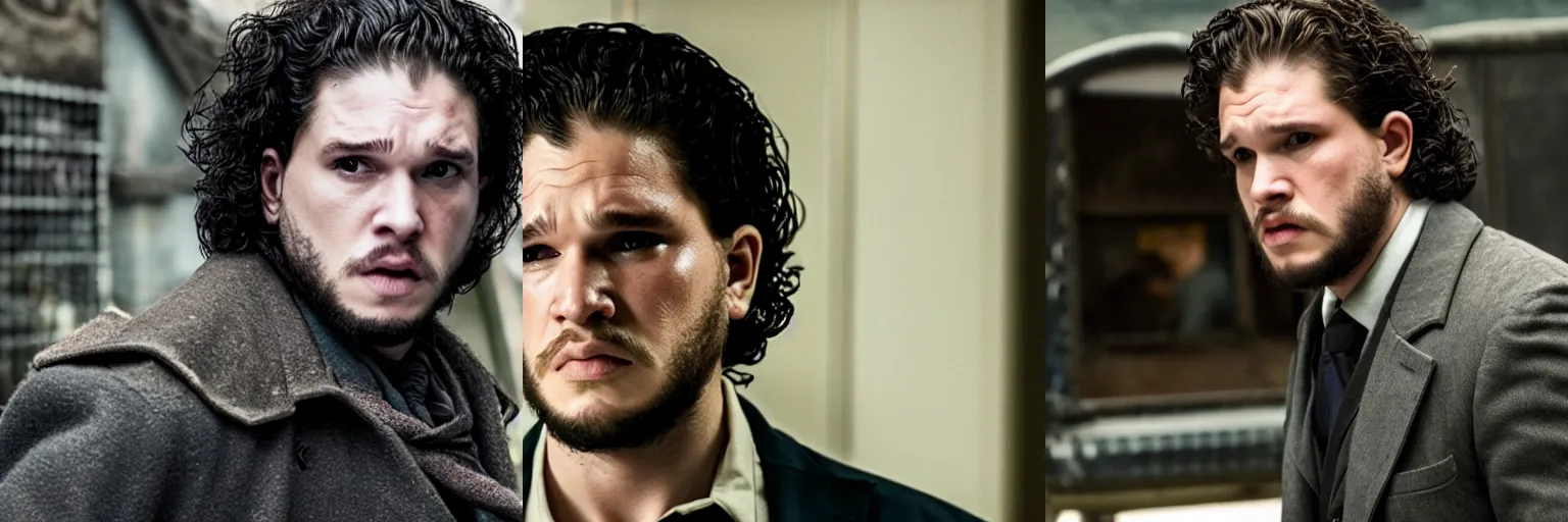 Prompt: close-up of Kit Harington as a detective in a movie directed by Christopher Nolan, movie still frame, promotional image, imax 70 mm footage