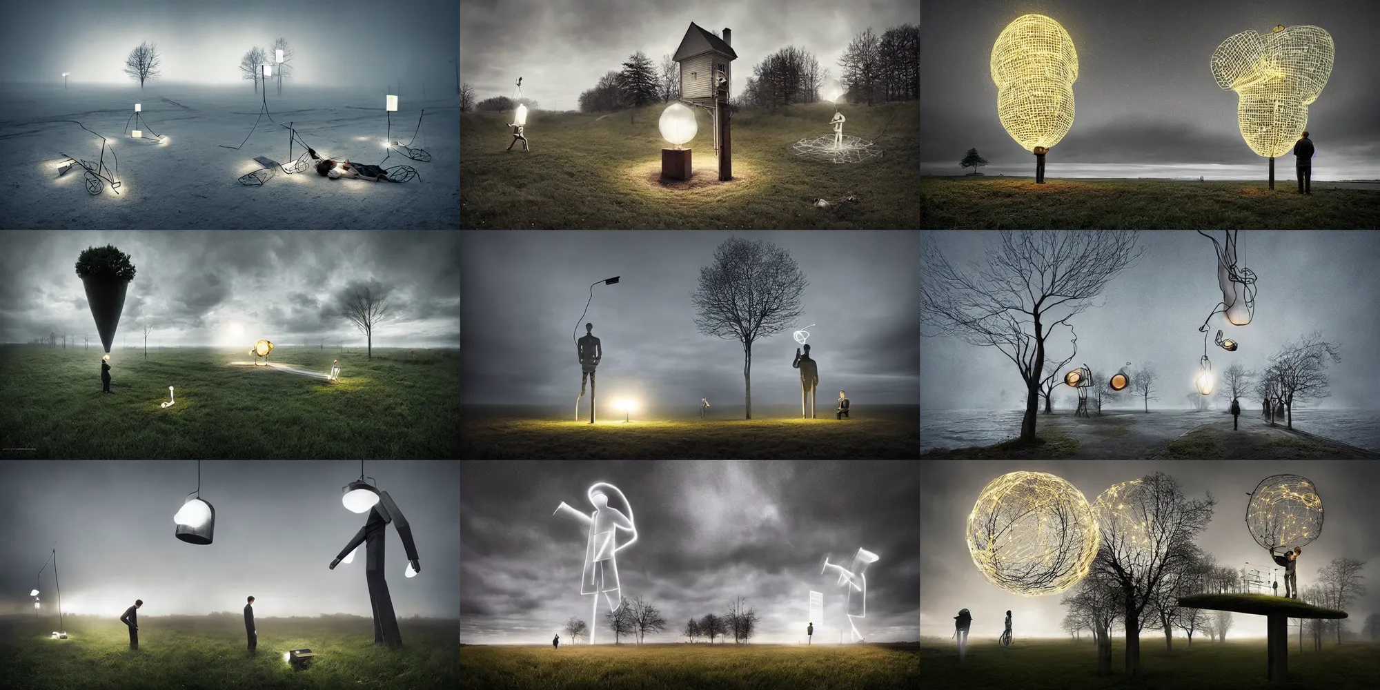 Prompt: light sculpture by erik johansson, do androids dream