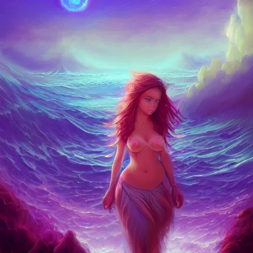 Image similar to i am attracting beautiful souls into my life 🌊✨🌸 🏺🌌, 8 k resolution detailed fantasy art, asymmetrical composition, anato finnstark marc simonetti lisa frank zbrush central gloomy midnight.