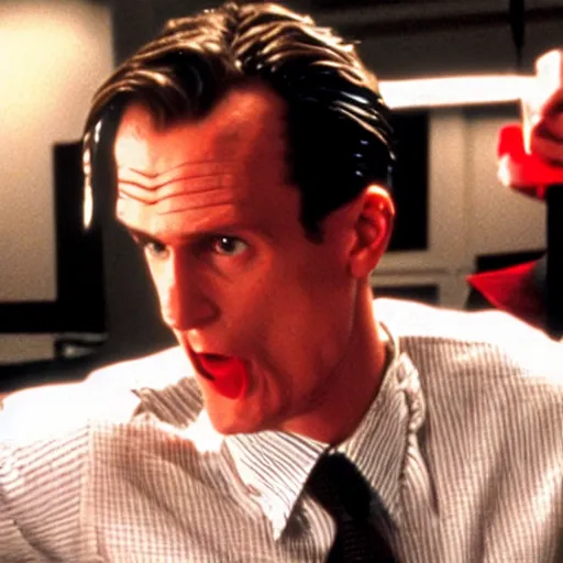 Image similar to still image from american psycho made by disney
