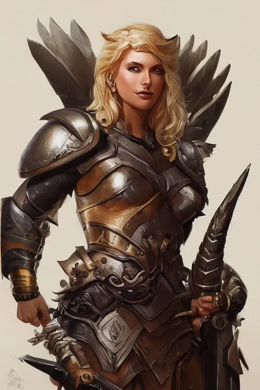 Image similar to amazon valkyrie athena, d & d, fantasy, portrait, highly detailed, headshot, digital painting, trending on artstation, concept art, sharp focus, illustration, art by artgerm and greg rutkowski and magali villeneuve