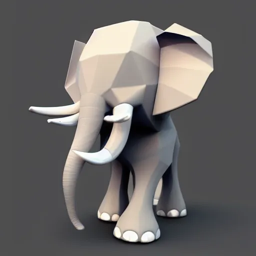 Prompt: cute elephant, low-poly, orthographic, blender render