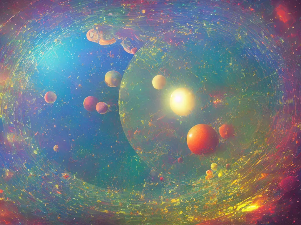 Image similar to sunlight study, the universe is a spheroid region 7 0 5 meters in diameter, art nouveau, kauai, by rachel ruysch and ( ( ( ( ( lisa frank ) ) ) ) ), 8 k, sharp focus, octane render