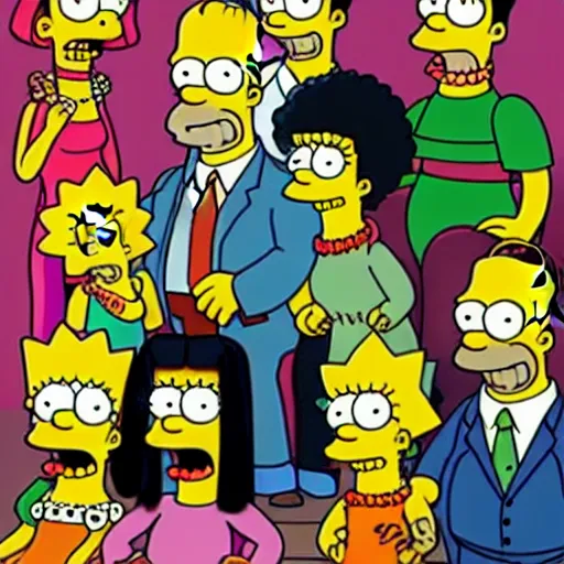 Prompt: the simpsons as the cast of friends