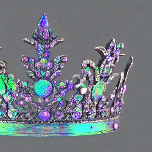 Image similar to An unrealistic 3D render of an iridescent crown, Dribbble 8k