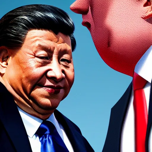 Prompt: Trump and Xi Jinping slapping each other in a boxing fight, highly detailed, hyperrealistic, photograph, 4k, artstation