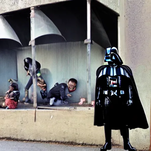 Prompt: Darth Vader in poverty