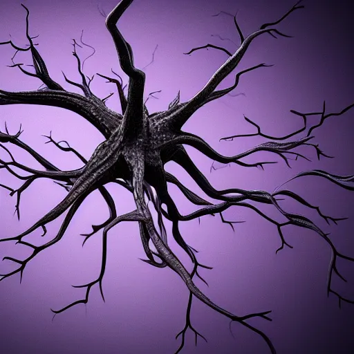 Image similar to neuron dendritic monster, t - pose, hyperrealistic, hyperdetailed, vray, 5 5 mm