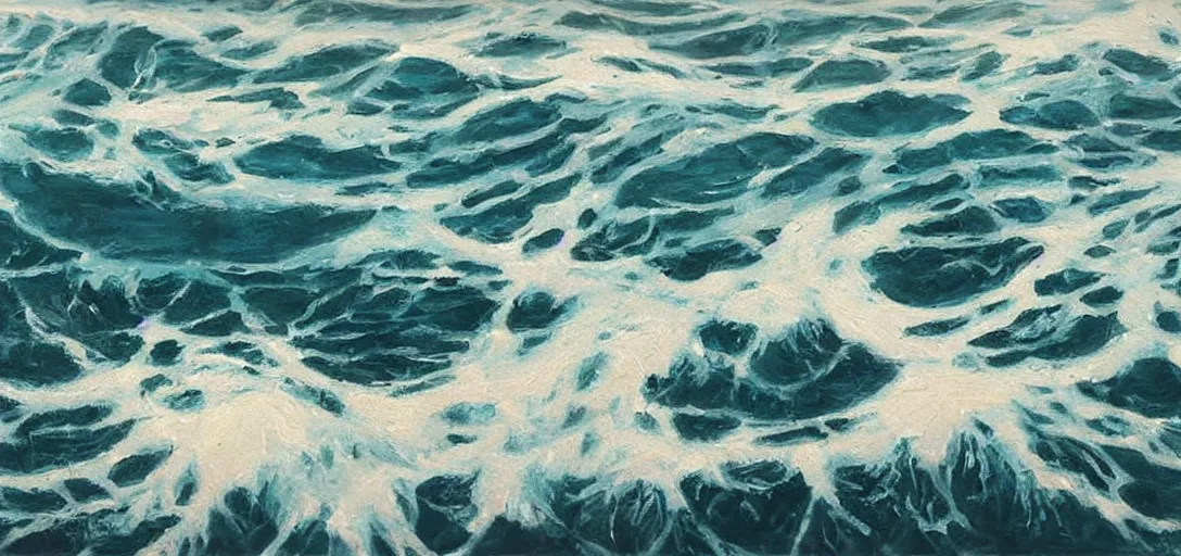 Image similar to photorealistic oil painting of an oil spill in the ocean, oil painting, hyper realism, hyper realistic, realism, realistic, hyper detailed, detailed, ultra detailed, 8 k, sad, emotional, dramatic, 8 k