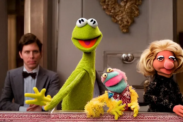 Prompt: a muppet by Wes Anderson