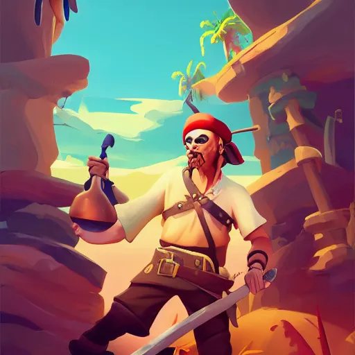 Image similar to painting jack the pirate on sea of thieves game avatar hero smooth face median photoshop filter cutout vector behance hd by jesper ejsing, by rhads, makoto shinkai and lois van baarle, ilya kuvshinov, rossdraws, illustration, art by ilya kuvshinov and gustav klimt