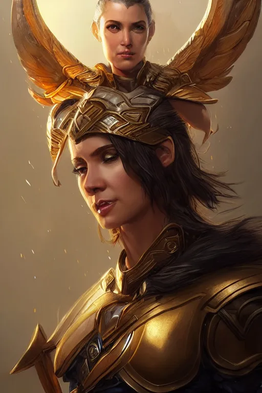 Image similar to amazon valkyrie athena, d & d, fantasy, portrait, highly detailed, headshot, digital painting, trending on artstation, concept art, sharp focus, illustration, art by artgerm and greg rutkowski and magali villeneuve